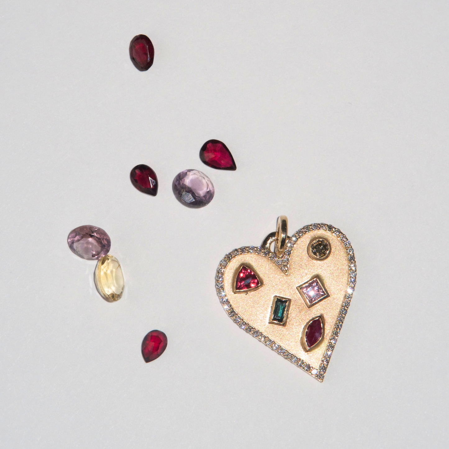Mixed Gemstone Heart Pendant - FJC